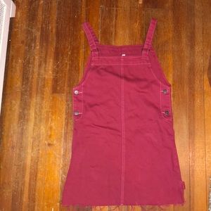 Overall dress dark red